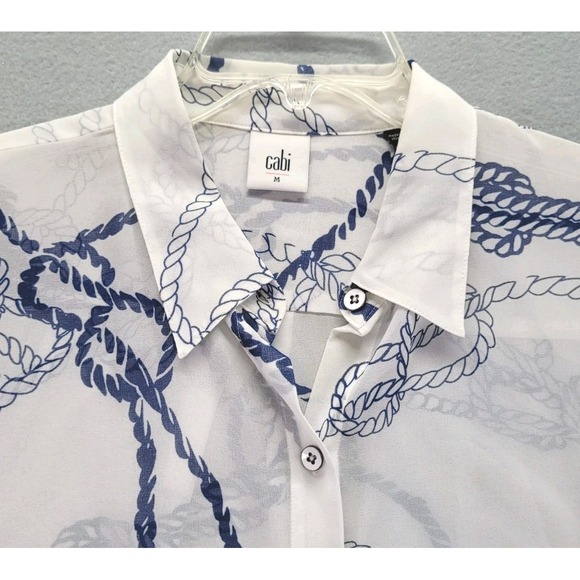 Cabi Nautical Sheer Shirt Womens Size Medium Beach Sailing Old Money - Picture 2 of 7